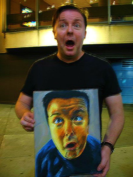 Ricky Gervais Portrait larger in focus XL